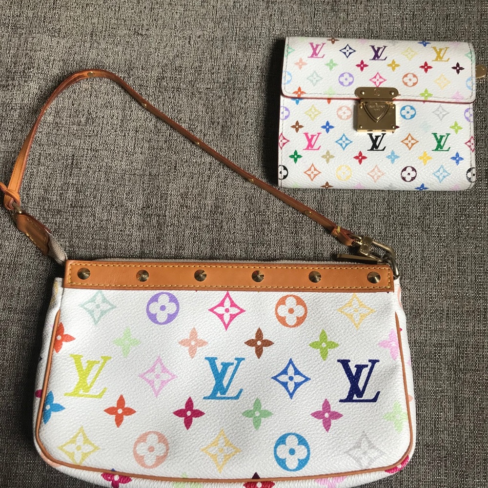 Louis Vuitton White Multicolor Monogram Mini Pochette